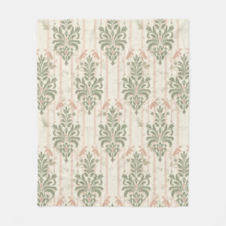 Couverture Polaire French Retro Damask Stripe Pattern – Vintage Sage 