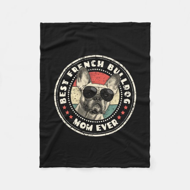 Couverture Polaire Frenchie Mom Ever Retro Français Bulldog Lover Pro (Devant)