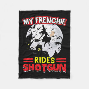 Couverture Polaire Frenchie Rides Shotgun Halloween
