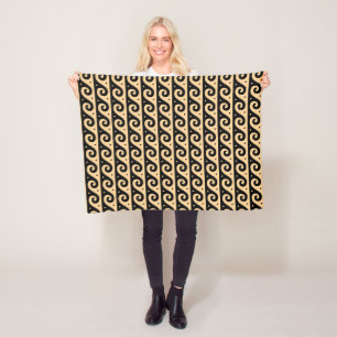 Couverture Polaire Fret grec, Motif d'onde méditerranéen, Brown