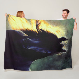 Couverture Polaire Friesian Glow, cheval friésien, étalon noir/jument