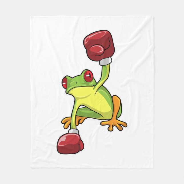 Couverture Polaire Frog at Boxing with Boxing gloves (Devant)