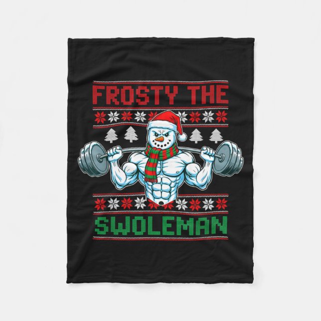 Couverture Polaire Frosty The Swoleman Ugly Christmas Sweater Funny S (Devant)