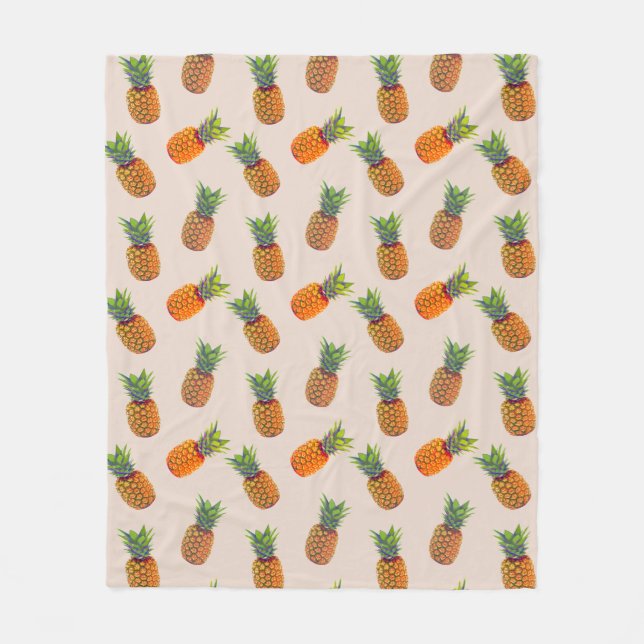 Couverture Polaire Fruits d'ananas sur beige clair (Devant)
