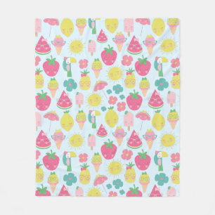 Couverture Polaire Fruits tropicaux de Cute Kawaii aux visages Motif