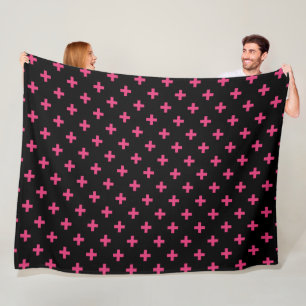 Couverture Polaire Fuchsia polka croise sur noir