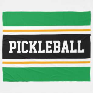 Couverture Polaire Fun Bright Green Black PICKLEBALL Stripes de cours