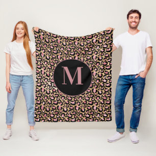 Couverture Polaire Fun Chic Rose Noir Or Guépard/Léopard Monogramme