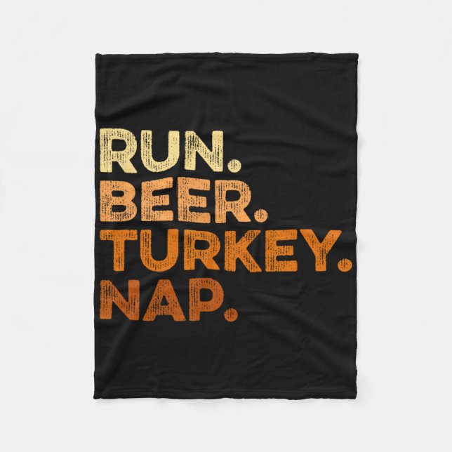 Couverture Polaire Fun Fall Sayyings Thanksgiving Trot Run Bière Turq (Devant)