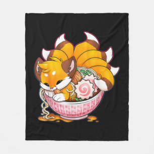 Couverture Polaire Fun Fox Ramen japonais nouilles mignonnes Kawaii A