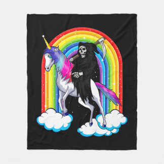 Couverture Polaire Fun Grim Reaper Riding An Unicorn Death Unicorn Ha