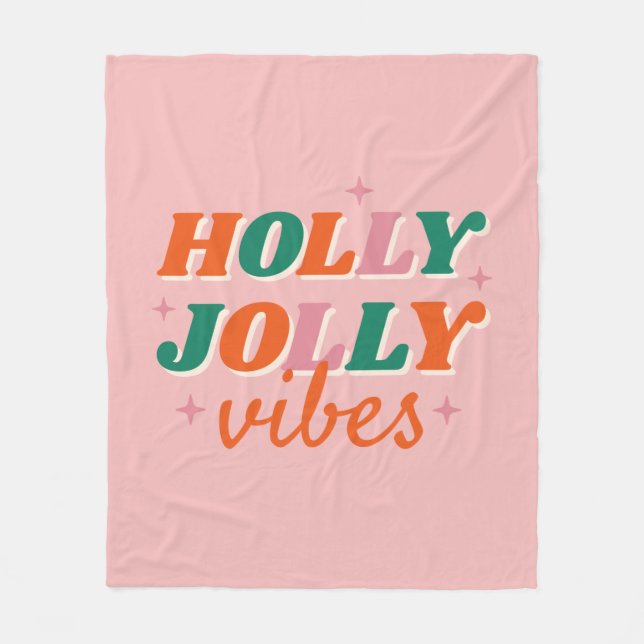 Couverture Polaire Fun Holly Jolly Vibes Design de Noël (Devant)