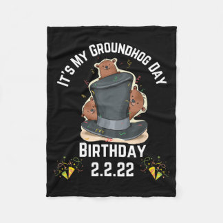 Couverture Polaire Fun Its My Groundhog Day Birthday 2.2.22 Feb 2nd 2