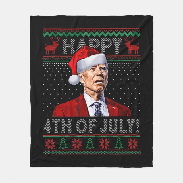 Couverture Polaire Fun Joe Biden Happy the Of July Laid Christmas (Devant)
