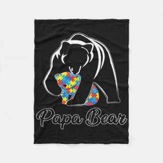 Couverture Polaire Fun Papa Bear Autism Awareness Autism Matching Fam