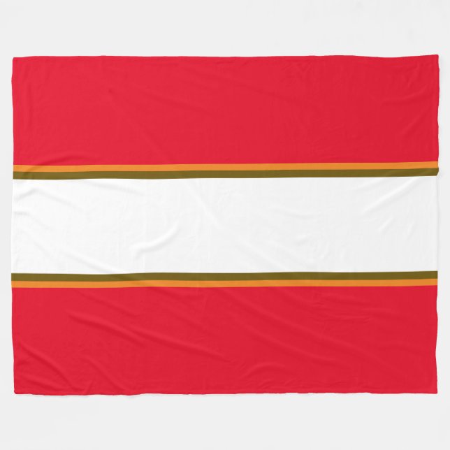 Couverture Polaire Fun Sporty Bright Rouge Brown White Racing Stripes (Devant (Horizontal))