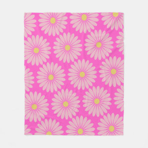 Couverture Polaire Fun Vibrant Retro Clair Rose Daisy Motif Floral