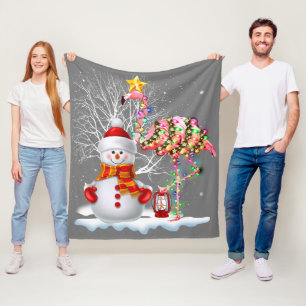 Couverture Polaire Funky Christmas Tree Flamant rose Casquette Père N