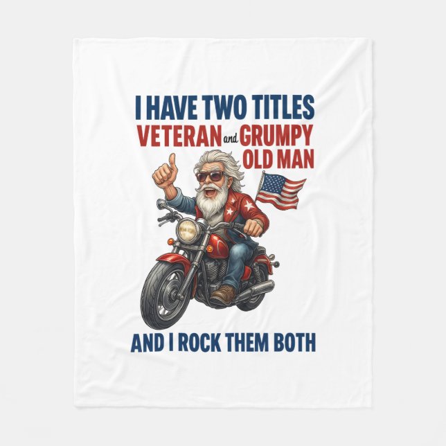Couverture Polaire Funky Grumpy Vieux Homme Vétérinaire Moto (Devant)