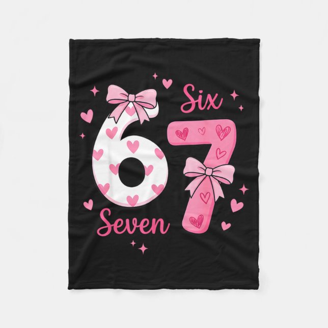 Couverture Polaire Funny 67 Cute Six Seven Meme Nk Hearts Bow Valenti (Devant)