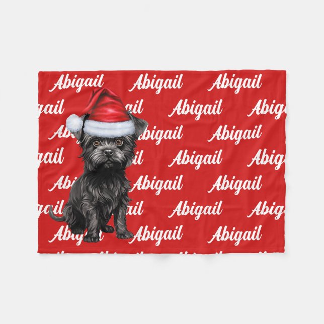 Couverture Polaire Funny Affenpinscher Nom du chien Motif Noël (Devant (Horizontal))
