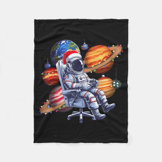 Couverture Polaire Funny Astronaut Christmas Space Lights Santa Hat P (Devant)