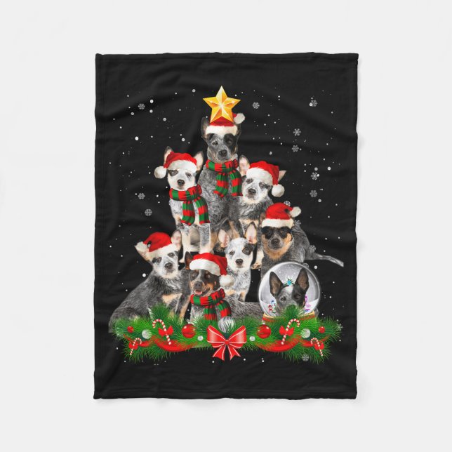 Couverture Polaire Funny Australian Cattle Dog Dog Christmas Tree - B (Devant)