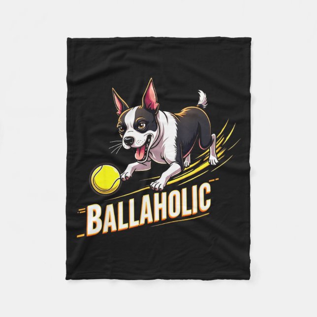 Couverture Polaire Funny Ballaholic Boston Terrier Dog Chasing Bostie (Devant)