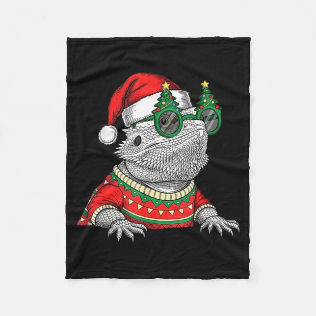 Couverture Polaire Funny Bearded Dragon Santa Hat Christmas  (Devant)