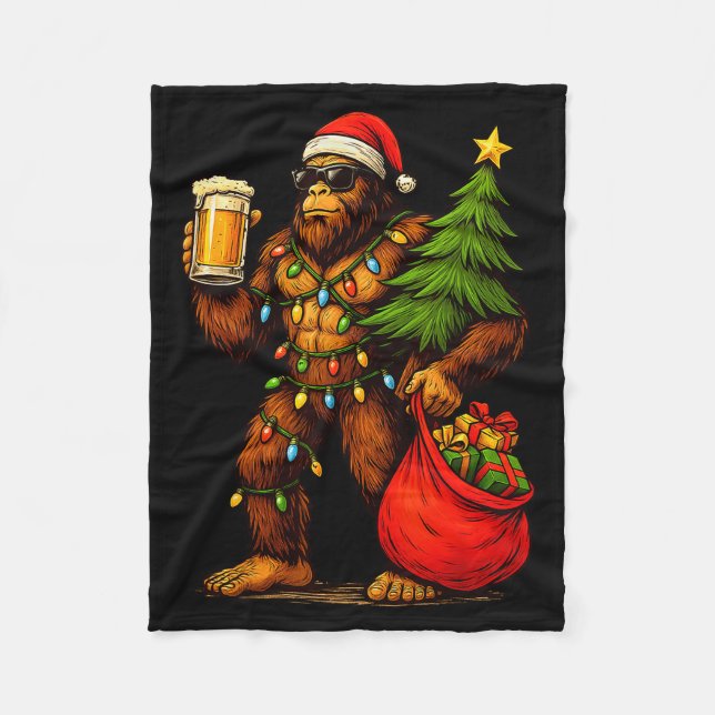 Couverture Polaire Funny Big Foot Santa Hat Drink Christmas Tree Xmas (Devant)