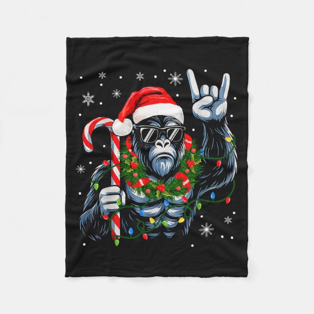 Couverture Polaire Funny Bigfoot Rock On Pajamas Pjs Christmas Xmas M (Devant)