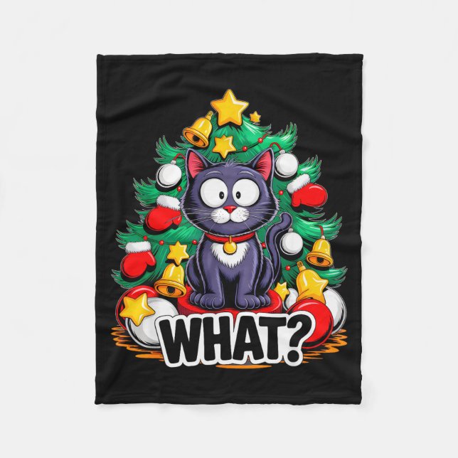 Couverture Polaire Funny Black Cat Christmas Tree Merry Xmas Humor Ca (Devant)