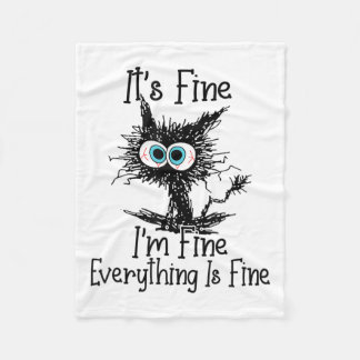 Couverture Polaire Funny Black Cat It's Fine Im Fine Tout est wifi