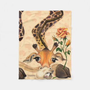 Couverture Polaire Funny Blanche polaire Gentleman Giraffe avec Rose