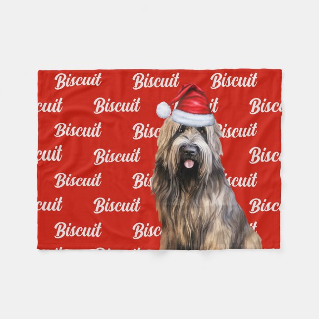 Couverture Polaire Funny Briard Shepherd Chien Nom du chien Motif Noë (Devant (Horizontal))