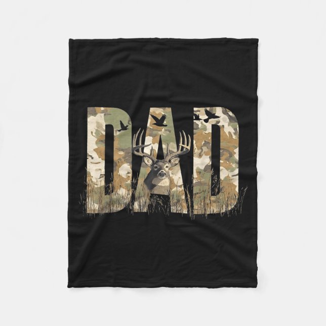Couverture Polaire Funny Camo Dad Hunting Camouflage Deer Father's Da (Devant)
