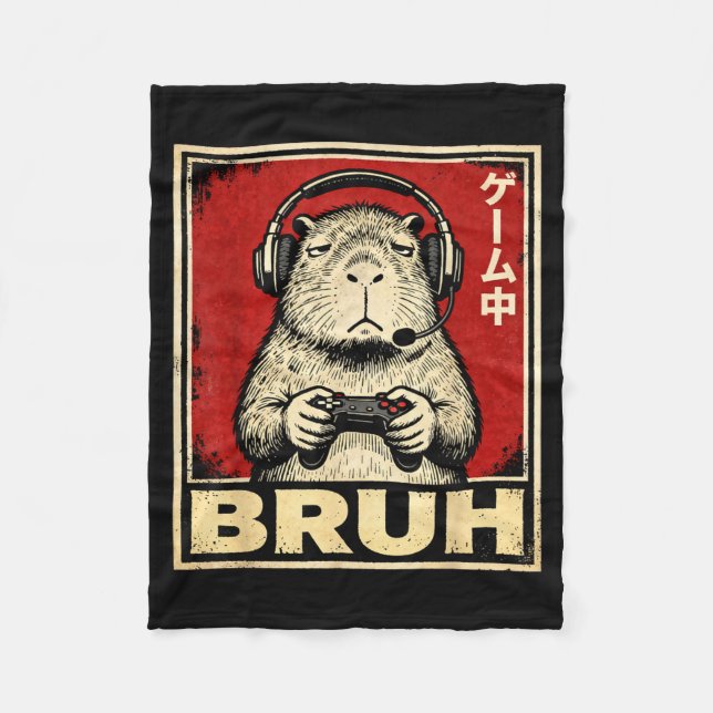 Couverture Polaire Funny Capybara Gamer Bruh Graphic Tee Men Boys Tee (Devant)