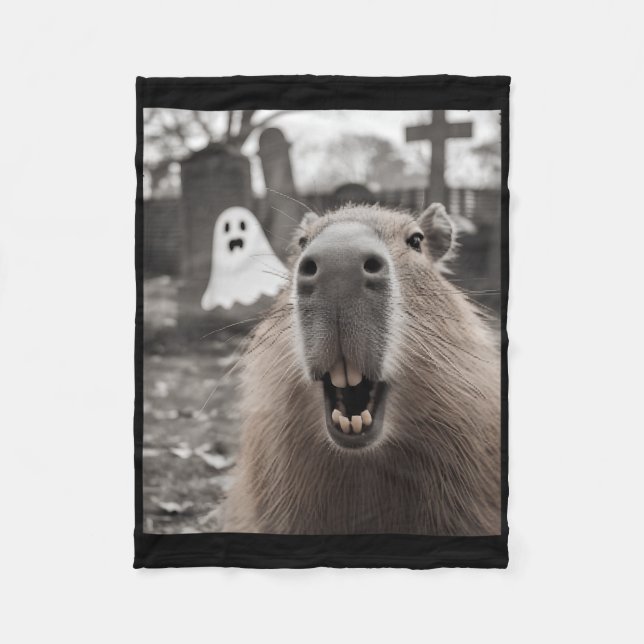 Couverture Polaire Funny Capybara Ghost Halloween Costume Capybara Ha (Devant)