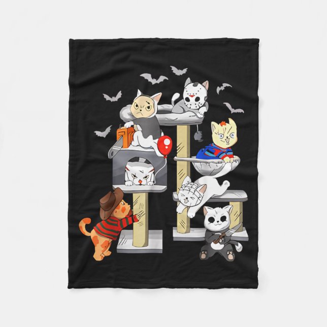 Couverture Polaire Funny Cat Horror Movies Cute Halloween Cat Lovers  (Devant)