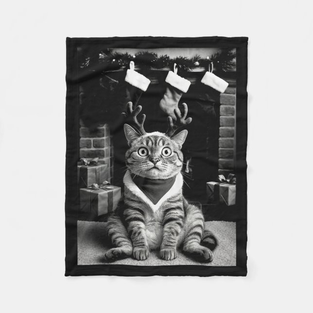 Couverture Polaire Funny Cat Taking A Selfie Christmas Xmas Pajamas H (Devant)