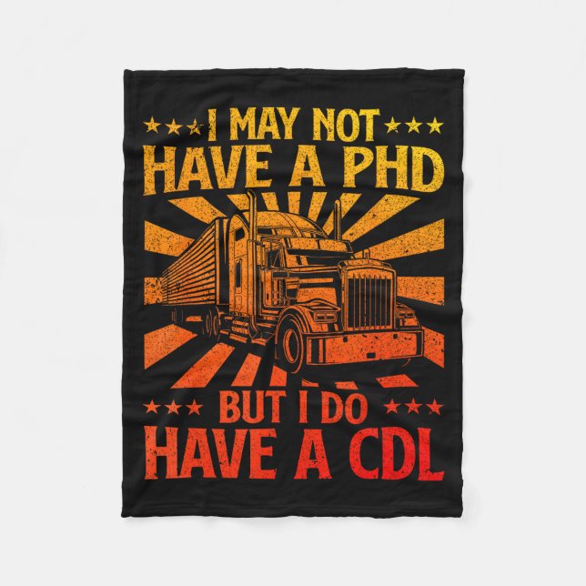 Couverture Polaire Funny Cdl Trucker Design For Men Women Semi Truck  (Devant)