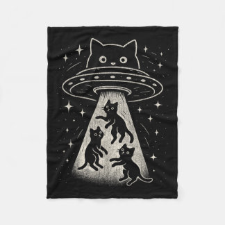 Couverture Polaire Funny Chat Ufo Cute Kitty Espace Alien Aes