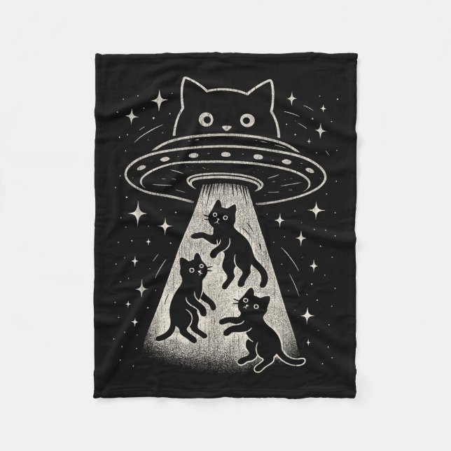 Couverture Polaire Funny Chat Ufo Cute Kitty Espace Alien Aes (Devant)