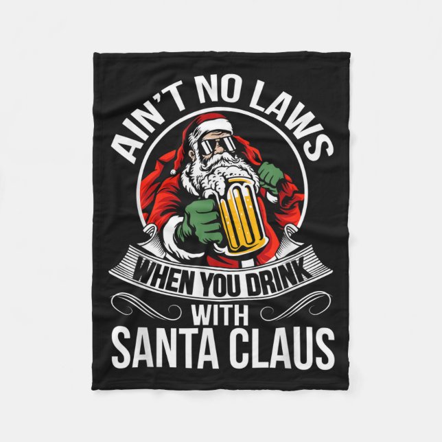 Couverture Polaire Funny Christmas Beer Drinking With Santa Clause  (Devant)