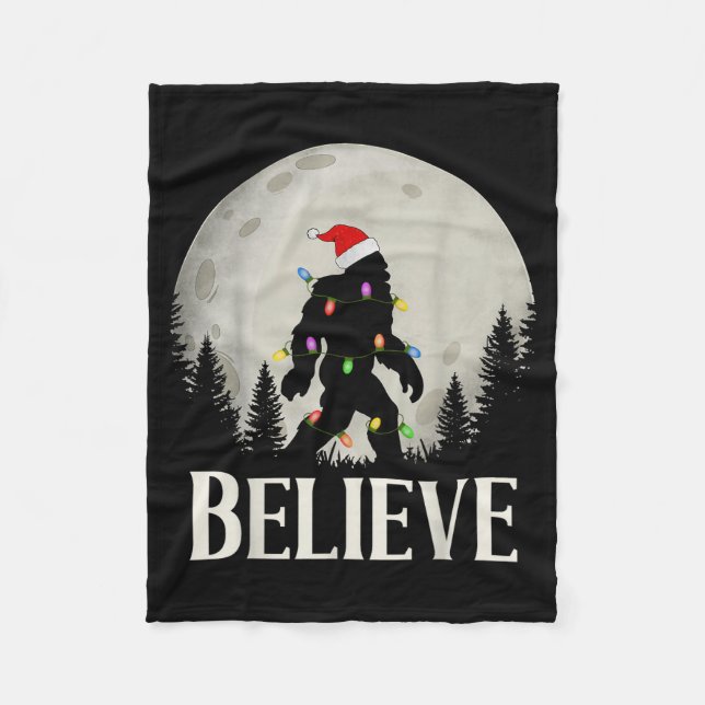 Couverture Polaire Funny Christmas Bigfoot Santa Hat Moon Sasquatch K (Devant)