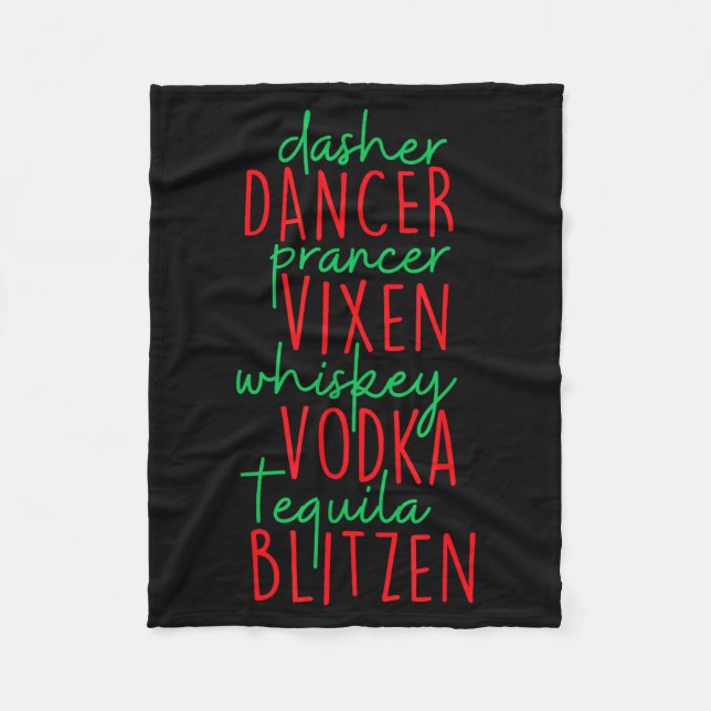 Couverture Polaire Funny Christmas Dasher Dancer Prancer Vixen Whiske (Devant)