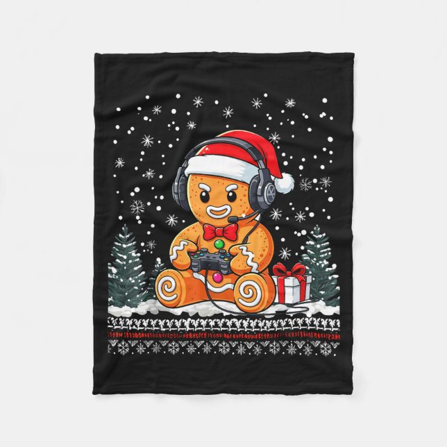 Couverture Polaire Funny Christmas Gamer Gingerbread Xmas Gaming Men  (Devant)