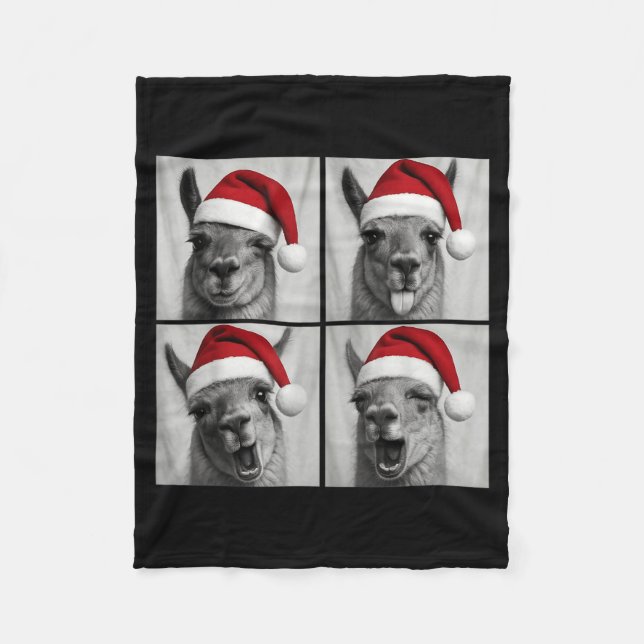 Couverture Polaire Funny Christmas Llama Santa Photo Booth  (Devant)