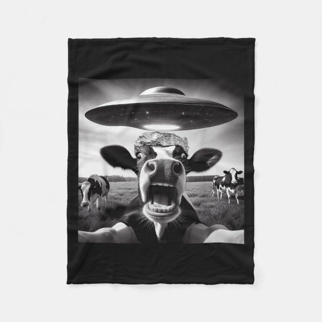 Couverture Polaire Funny Cow Abduction By Ufo Selfie - Hilarious Alie (Devant)