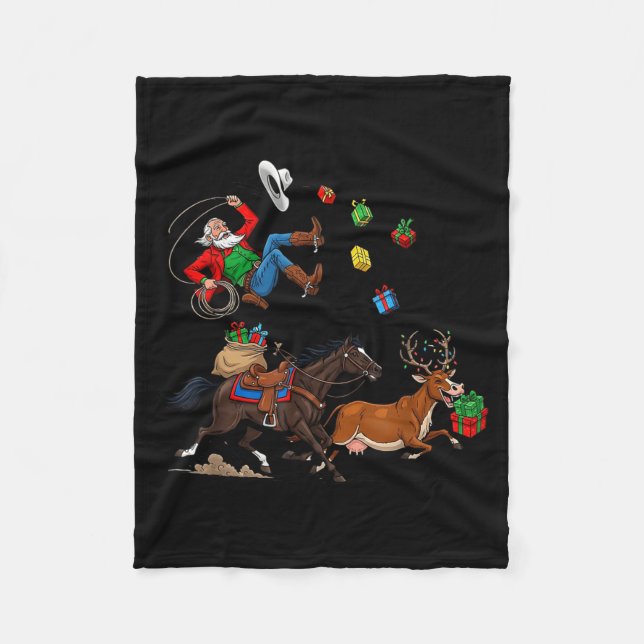 Couverture Polaire Funny Cowboy Santa Christmas Holiday Western Style (Devant)